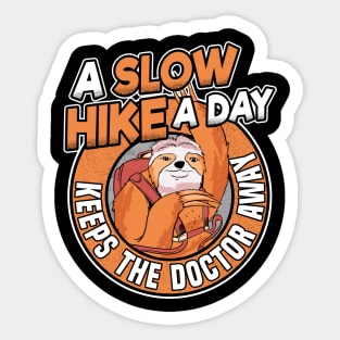 A Slow Hike A Day Funny Vintage Sloth Hiker Gift Sticker